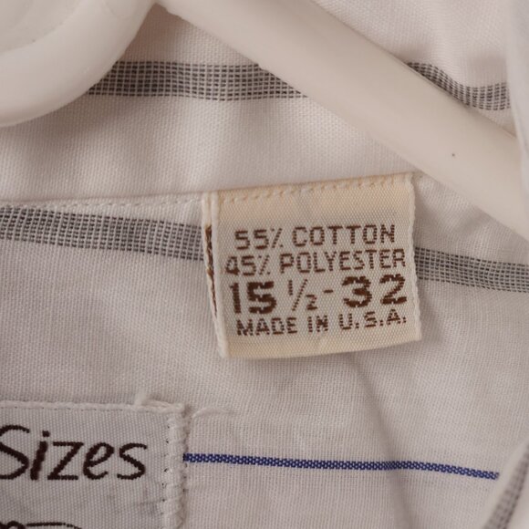 Gitman Bros Lightweight White Gray Blue Cotton Polyester Men 15.5 32 USA Striped - Picture 10 of 16